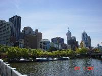 The Melbourne city skyline.  Melbourne is a powerful city with lots to see and smaller buildings then New York or Chicago.  