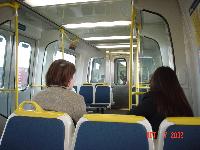 This is the inside of one on many tains that go through Melbourne.  This train happens to go through the subway system which Melbourne has.
